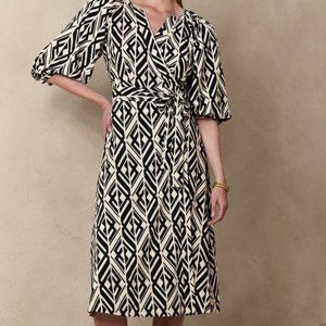 Banana Republic-Blouson-Sleeve Midi Dress Tall Size S